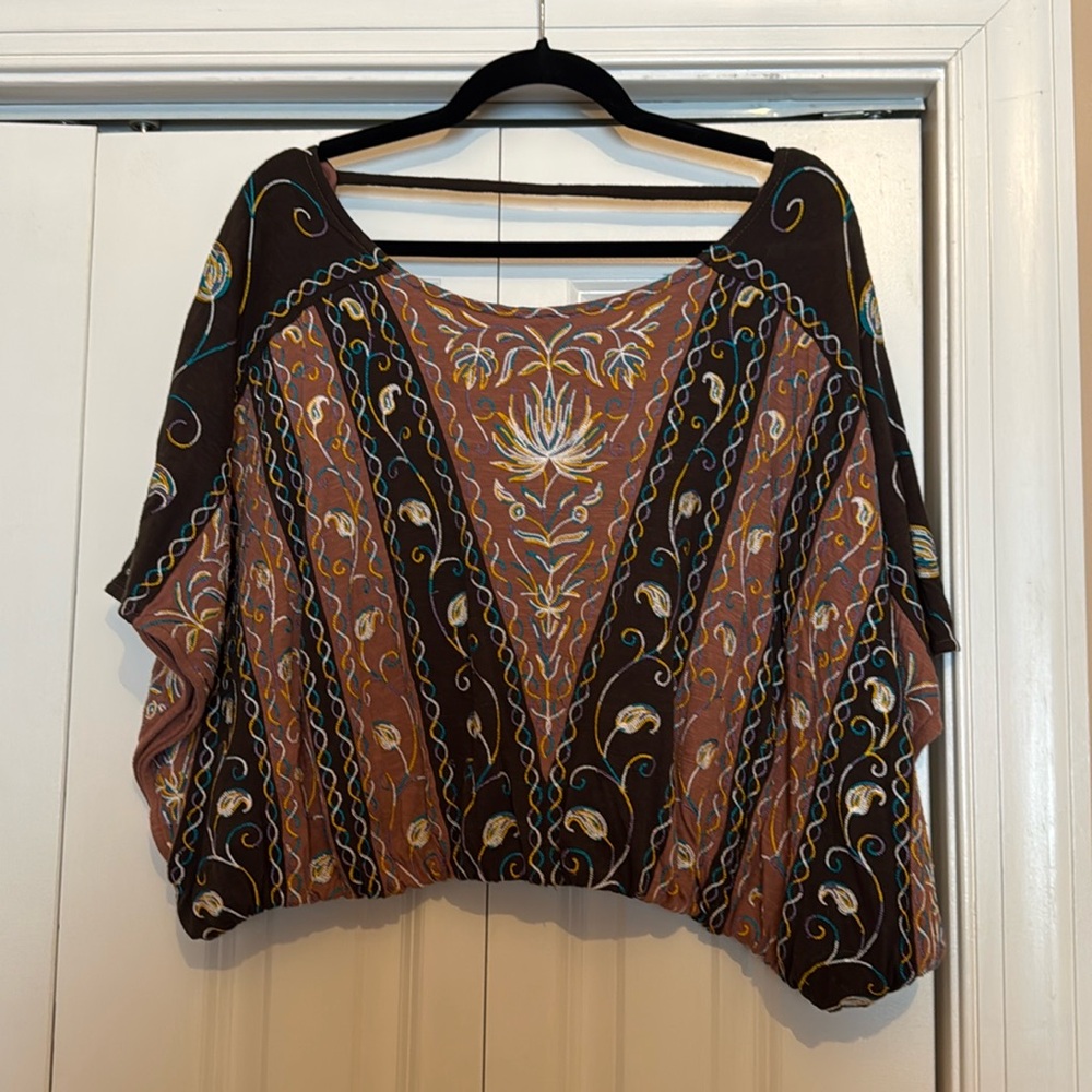 Free People Embroidered Open Back Top